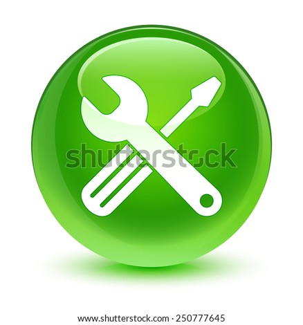 Tools icon glassy green button