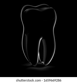 Tooth in black background. 3D Illustration.