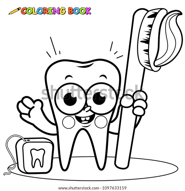 Tooth Cartoon Character Holding Toothbrush Dental Stock Illustration ...