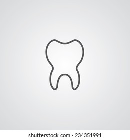 Tooth Outline Thin Symbol, Dark On White Background, Logo, Creative Template 