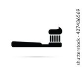 Toothbrush with Toothpaste Icon.  Raster Version