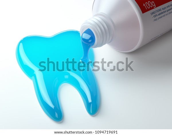 歯磨きのチューブから歯の形をした練り歯磨き粉 歯を磨くという考え方 3dイラスト のイラスト素材