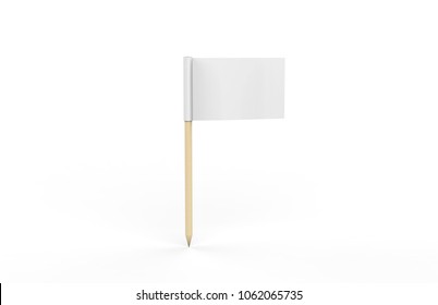 Toothpick Flag Mock up On Isolated White Background, 3D Illustration