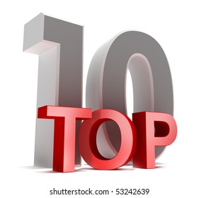 Top 10. 3D Concept Isolated On White.