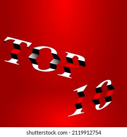 Top 10 3D cubes abc text on red blur gradient flash spotlight background. Top 10 creative words banner 300dpi jpeg.