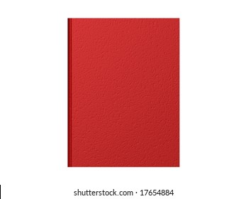 Top Down View Of A Closed Red Book With A Textured Cover.