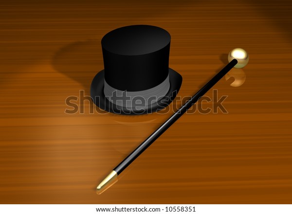 orange top hat and cane