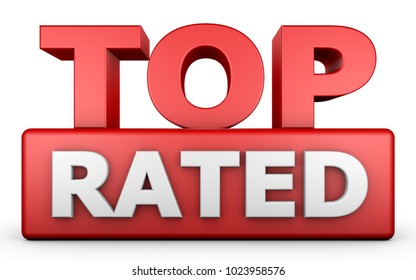 Top Rated 3D text isolated on white background.