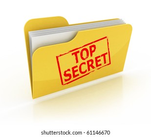 Top Secret Folder Icon Over The White Background