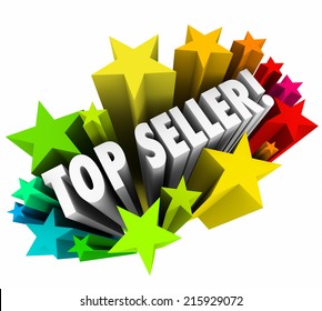 Top Seller 3d Words In Colorful Stars As The Best Salesperson In A Company Or Organization Closing The Most Sales