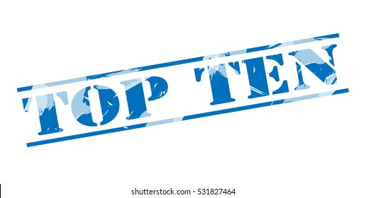 top ten blue stamp on white background