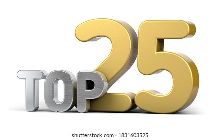 Top Twenty-five. Top 25 3d Illustration On White Background.