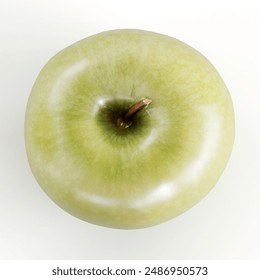 Top view 3D rendering green apple