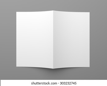 Top View Of Blank Folded Flyer, Booklet, Business Card Or Brochure Mockup Template On Grey Background