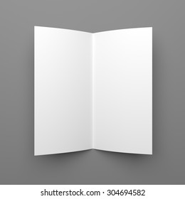 Top View Of Blank Folded Flyer, Booklet Or Brochure Mockup Template On Grey Background