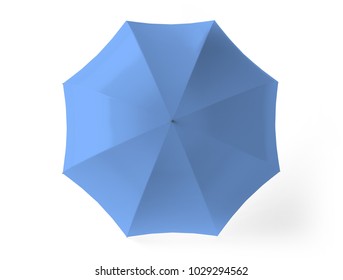 Top View Of Blue Isolated Umbrella 3d Rendering