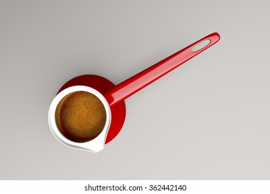 Top View Of Coffee Pot With Fresh Boiled Turkish Coffee