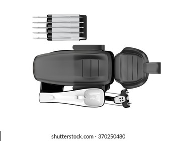 Top View Of Dentist Chair Isolated On White Background. Clipping Path Available