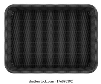 Top View Of Empty Black Bread Basket Isolated On White Background