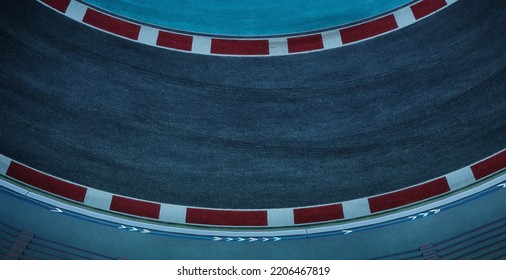 Top View Empty Curve Racetrack. 3d Rendering