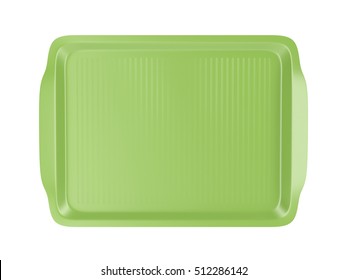 Top View Of Empty Plastic Tray, Isolated On White Background, 3D Illustration