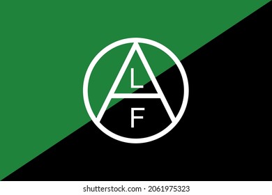 Top View Of Flag Of Animal Liberation Front . Anarchism Symbol. No Flagpole, Plane Design, Layout. Flag Background