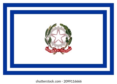 Top View Of Flag Civil Authority, Italy. Italian Patriot And Travelconcept. No Flagpole. Plane Design, Layout. Flag Background