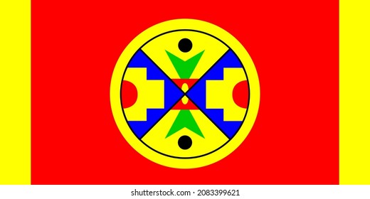 Top View Of Flag Of Eel Ground First Nation, Canada. Canadian Patriot And Travel Concept. No Flagpole. Plane Design, Layout. Flag Background