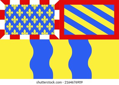 Top View Of Flag Saone Et Loire, France. French Patriot And Travel Concept. No Flagpole. Plane Design, Layout. Flag Background