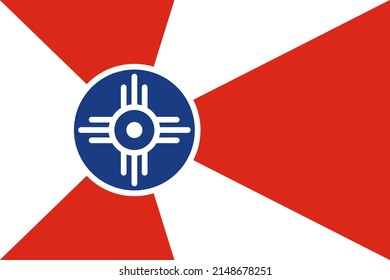 Top view of flag Wichita, Kansas, untied states of America. USA patriot and travel concept. no flagpole. Plane design, layout. Flag background