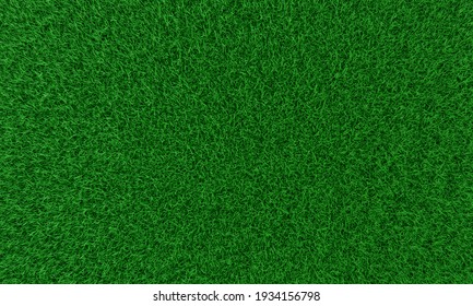 Top View Fresh Green Grass Or Lawn For Football And Soccer Fields Or Golf Courses Or Grassland. For Use To Make Background Or Wallpaper Garden Or Turf. The Fresh Field For A Ground. 3D Rendering