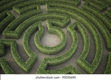 A Top View Of A Garden Maze