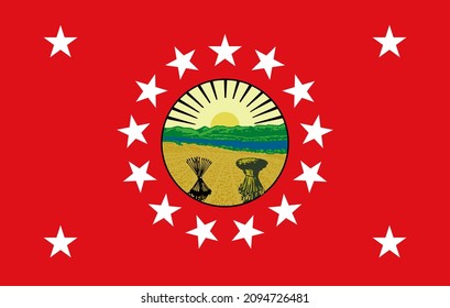 Top View Of Governor Of Ohio , USA Flag, No Flagpole. Plane Design Layout Flag Background