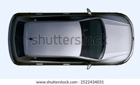 Top view of a gray car with a flat background for arch viz, archviz, architecture, floor plan