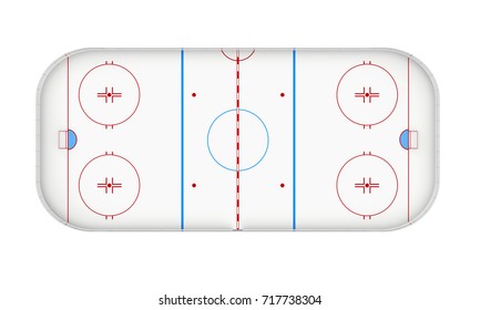 Top View Of Ice Hockey Rink Isolated. 3D Rendering