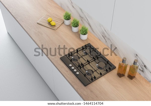 Top View Kitchen Countertop Built Cooker Stock Illustration 1464114704