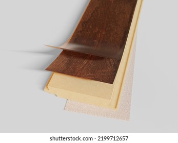 Top view of the laminate layers. Scan to demonstrate the composition of the finishing material. Marketing and advertising. 3d rendering.