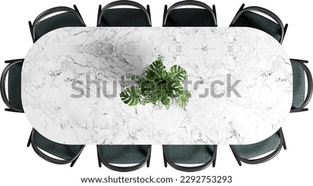 Top view of Mable dining table with chairs