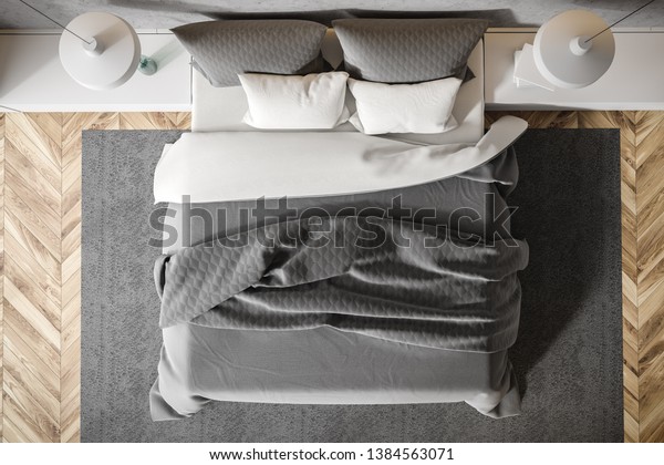 Top View Master Bedroom Interior Stone Stock Illustration 1384563071