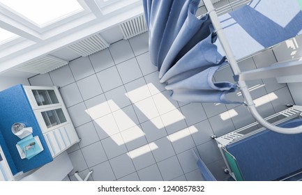 Top View Of A Medical Room 3d Rendering