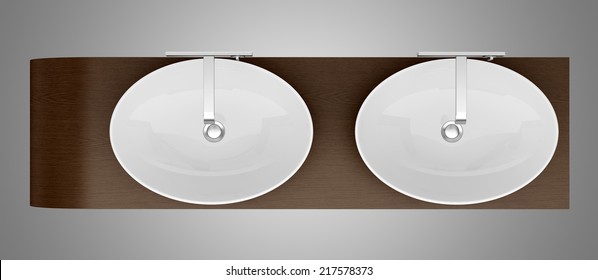 Ilustrasi Stok Top View Modern Bathroom Sink Isolated 217578373