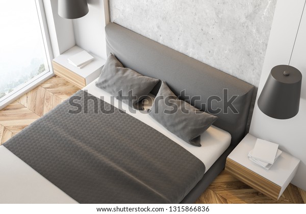 Top View Modern Bedroom White Stone Stock Illustration