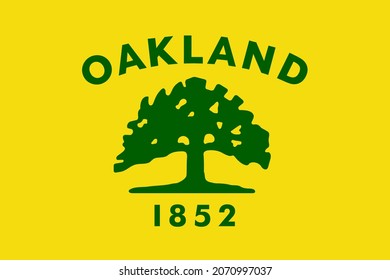 Top view of Oakland, California ,USA flag, no flagpole. Plane design layout. Flag background