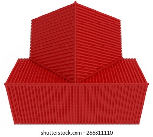 Top View On Red Roof. Isolated In White Background. 3d Render.