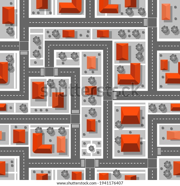Top\
view of the plan city. Seamless repeating\
pattern.