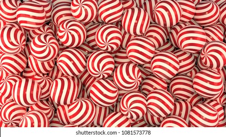 Top View Red Swirl Pattern Balls Background. 3d Rendering Picture.