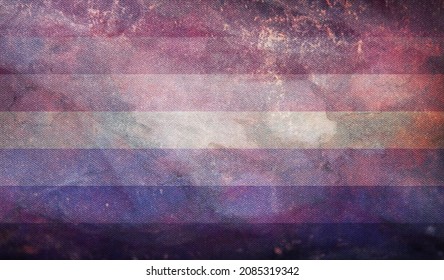 Top View Of Retro Ace Lesbian Pride Flag With Grunge Texture, No Flagpole. Plane Design, Layout. Flag Background.