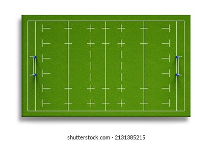 top View Rugby stadium or American football field Ground cross section with green grass field 3d illustration - Powered by Shutterstock