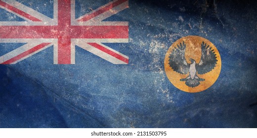 Top View Of South Australia, Australia Retro Flag With Grunge Texture. Australian Travel And Patriot Concept. No Flagpole. Plane Layout, Design. Flag Background