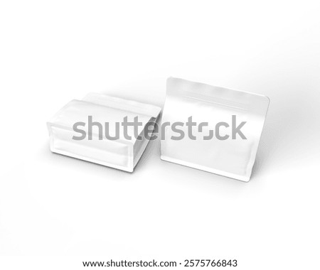 Top view of two white pouch bags isolated on white